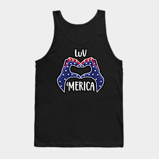 USA Love United States America Heart Hands Patriot Tank Top